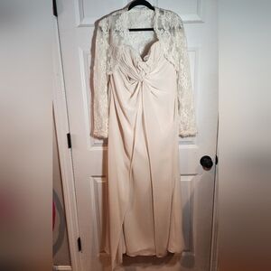 Jordan Fashions Caterina Collections 2 Piece Evening Gown Beige Strapless Sz 16